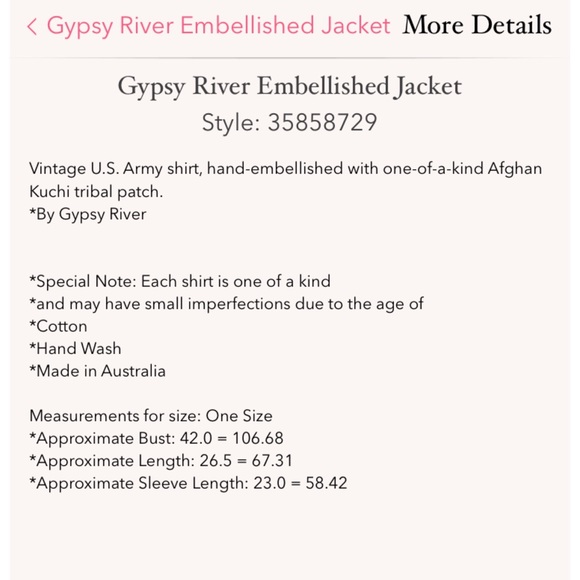 ❌SOLD❌Free People / Gypsy River Beaded Army Jacket - Picture 8 of 8